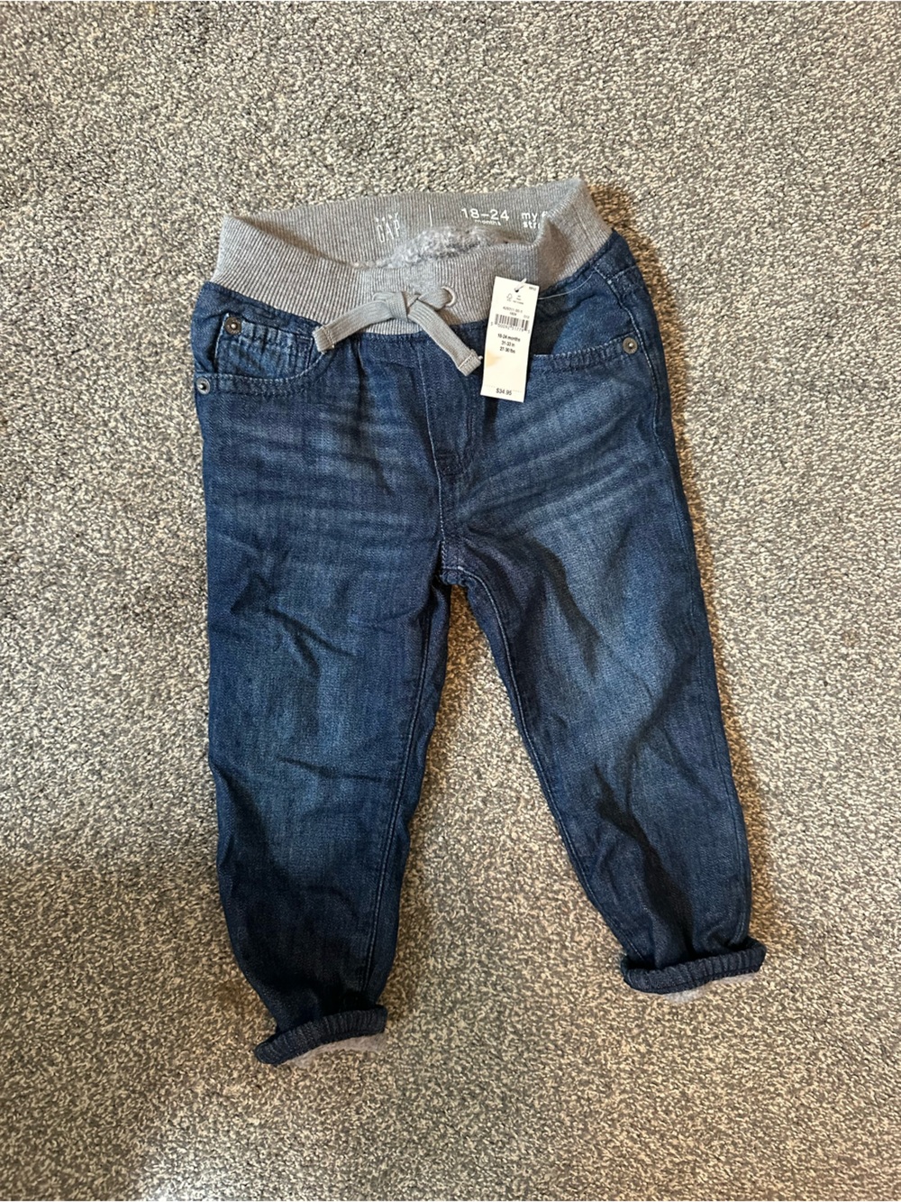 Fleece lined straight fit jeans